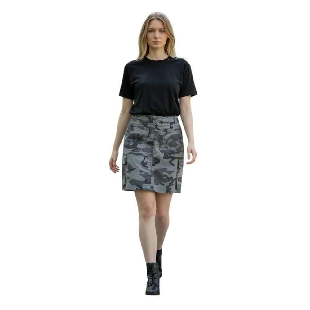 Vans Cobra Gray Camo Cargo Canvas Skirt W Belt 28" Waist/20"Length Skater